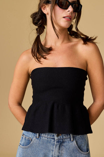 Ellie Strapless Peplum Top (Three Colors)