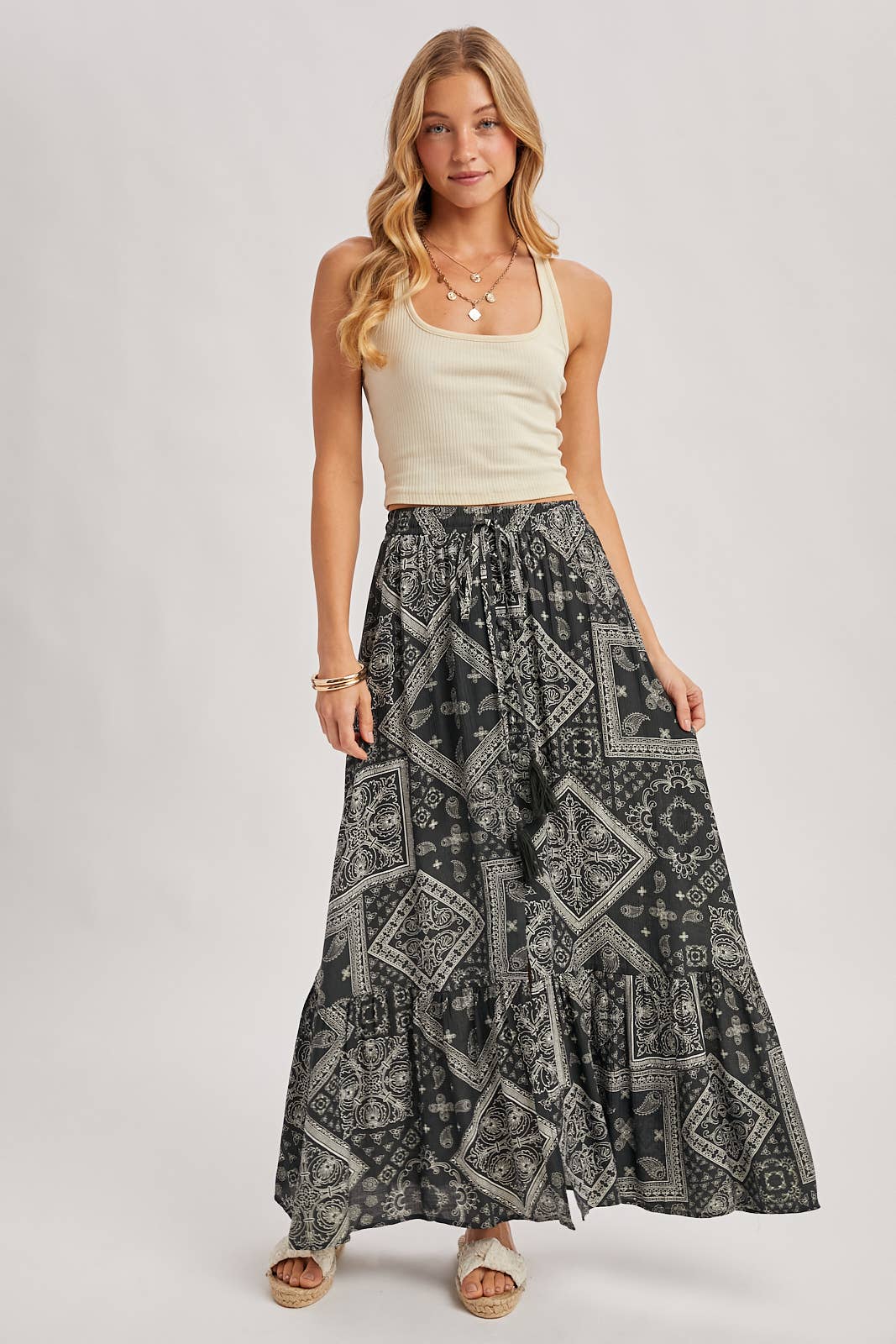 BOHO PRINT MAXI SKIRT