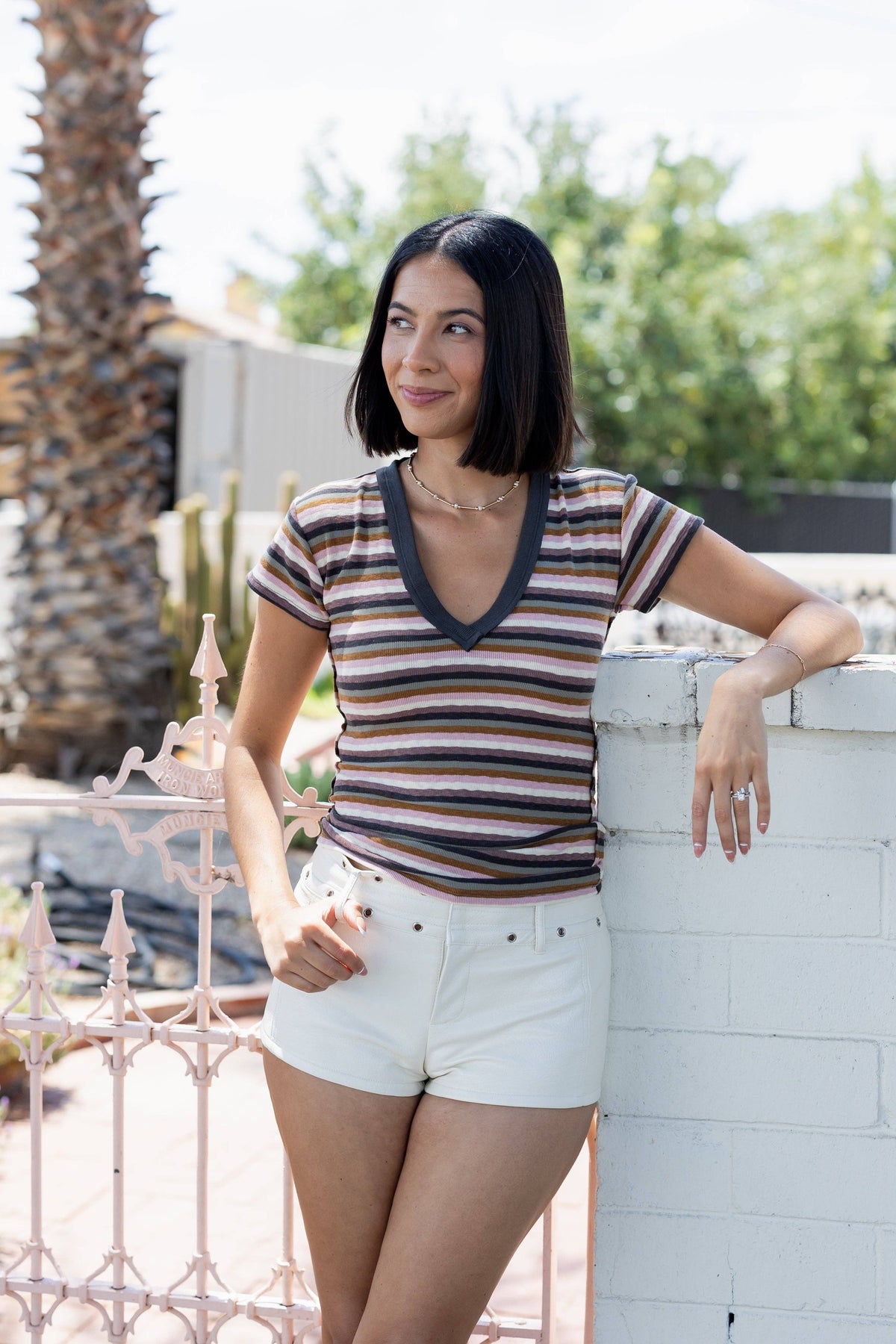 Gwen V-Neck Striped Top