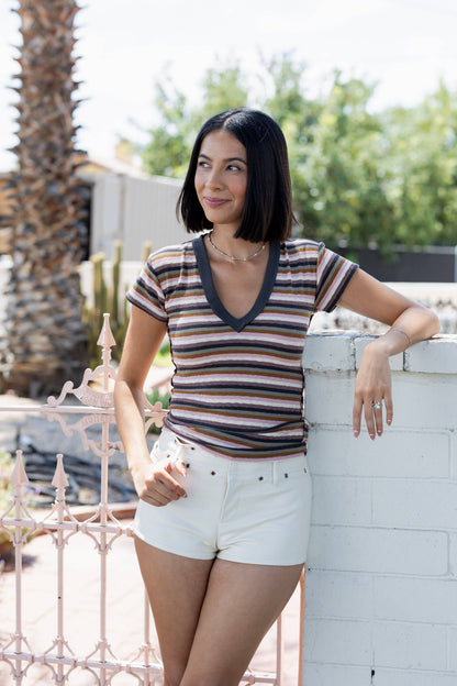 Gwen V-Neck Striped Top