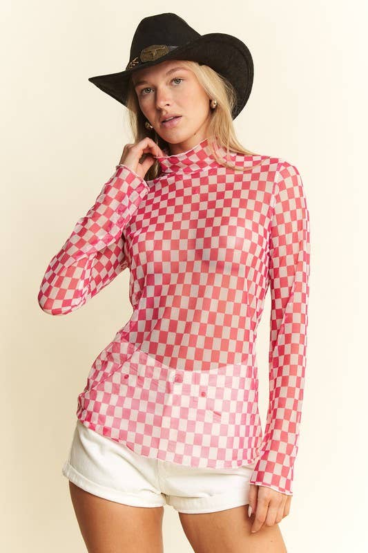 Checkered Obsessed Mesh Long Sleeve (Two Colors)