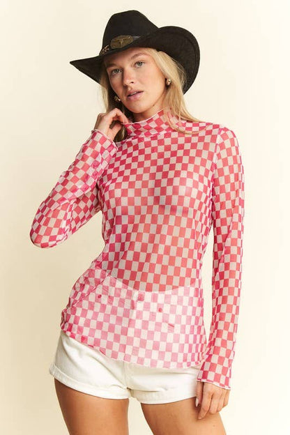 Checkered Obsessed Mesh Long Sleeve (Two Colors)