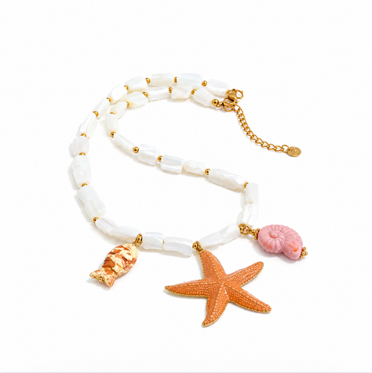 Coastal Charm Beaded Necklace | Stainless Steel