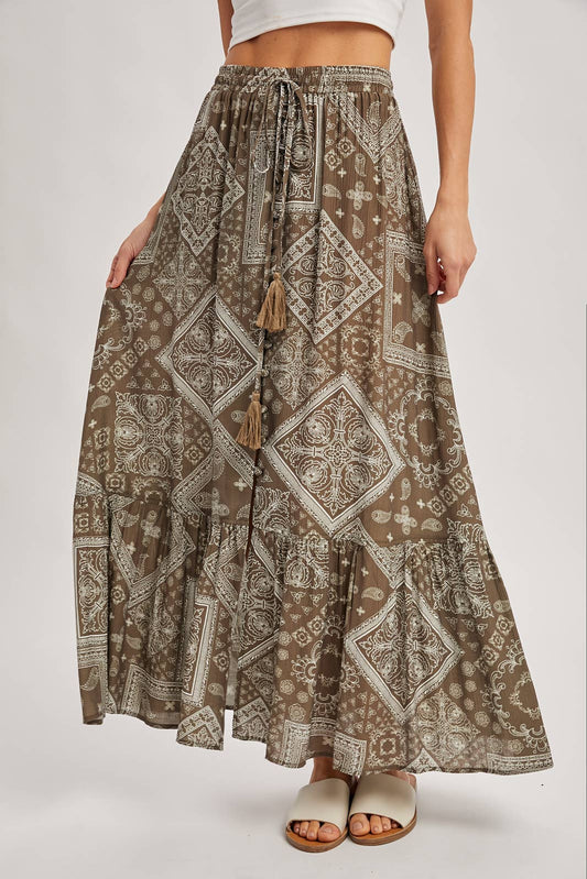 BOHO PRINT MAXI SKIRT