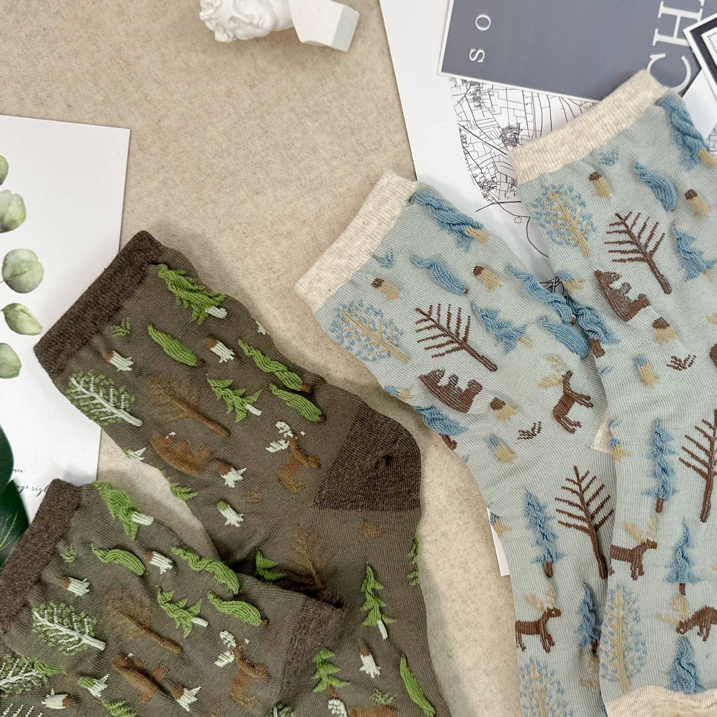 Women's Crew Oulanka Forest Pattern Socks