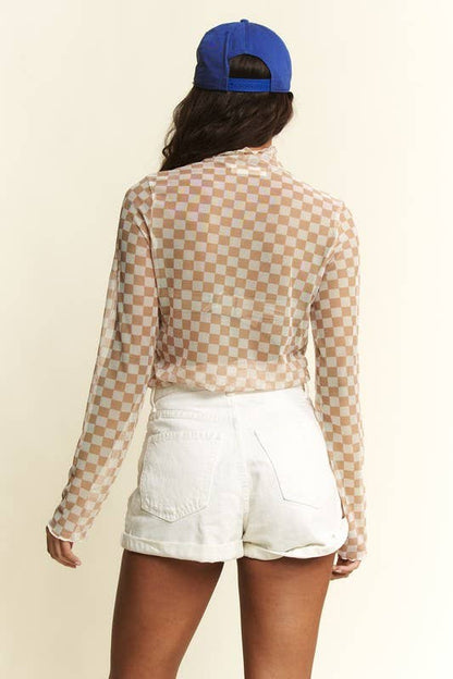 Checkered Obsessed Mesh Long Sleeve (Two Colors)