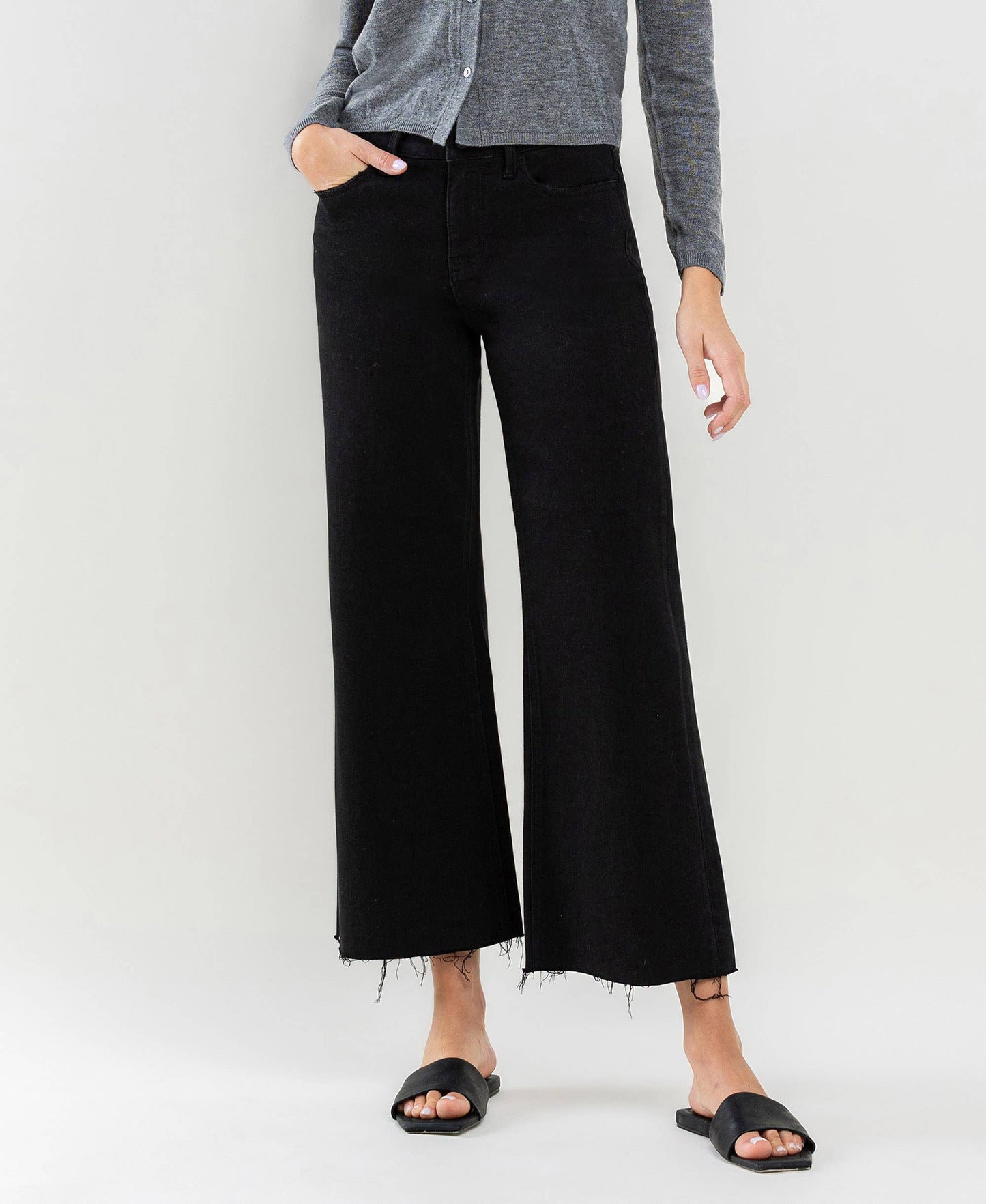 Josie Crop Black Wide Leg Jean
