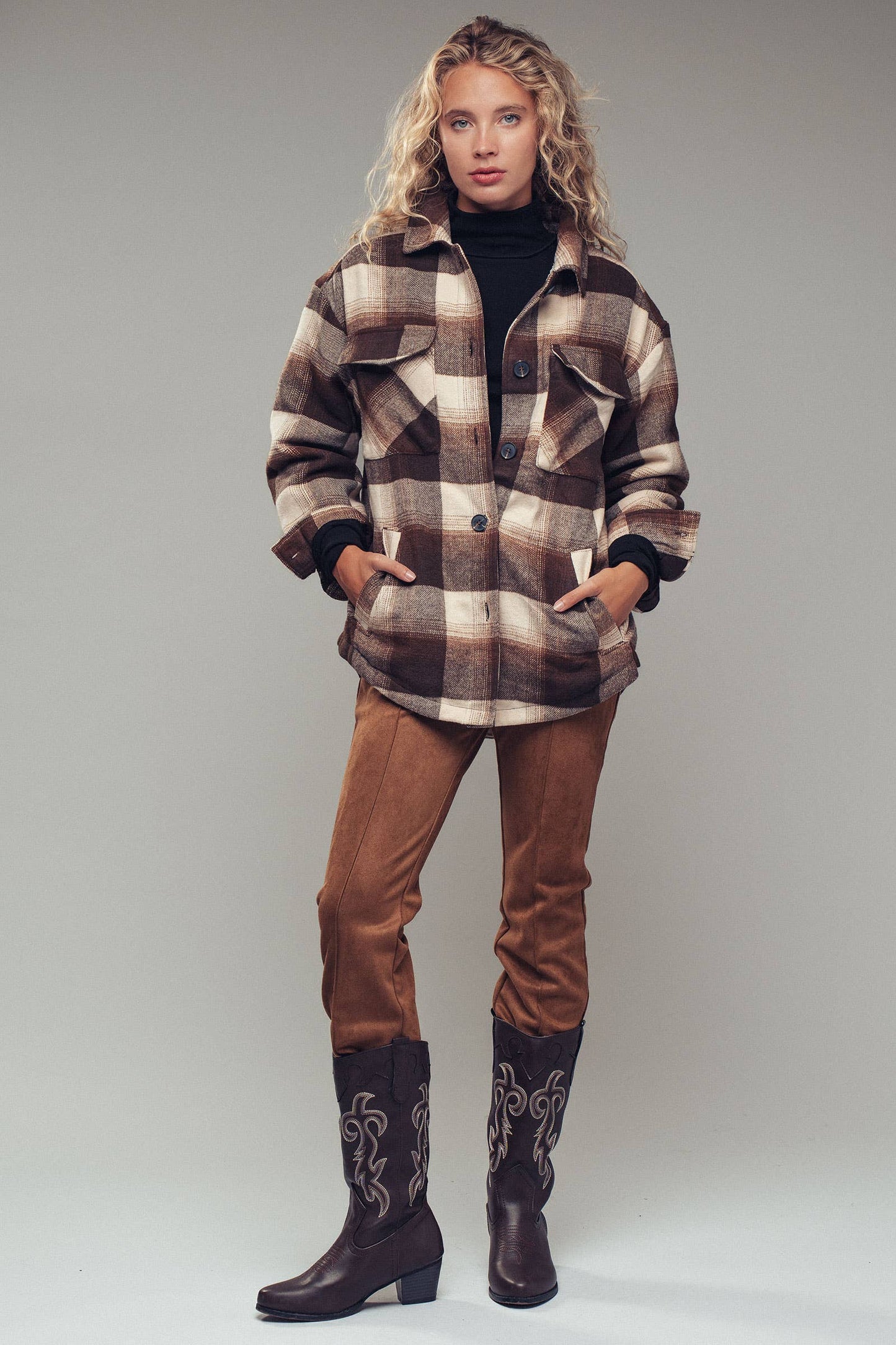 Sherpa Lined Plaid Shacket