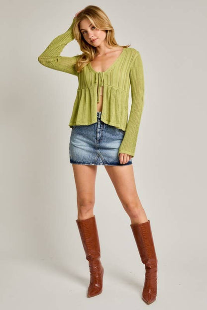 Paige Long Sleeve V-Neck Open Sweater Top