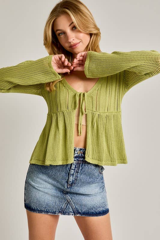 Paige Long Sleeve V-Neck Open Sweater Top