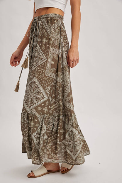 BOHO PRINT MAXI SKIRT