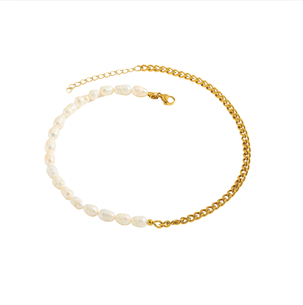 The Camille Pearl Chain Necklace | 18k Gold Plated Waterproof