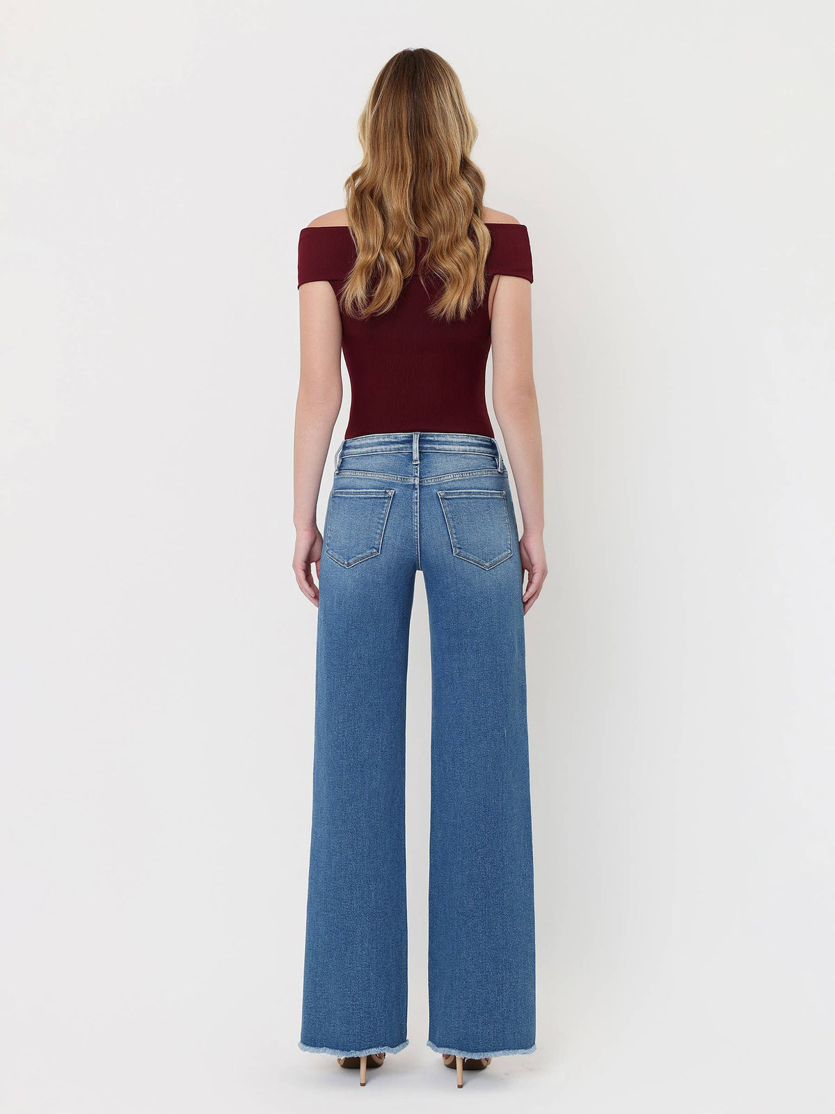 River Raw Hem Wide Leg Jeans