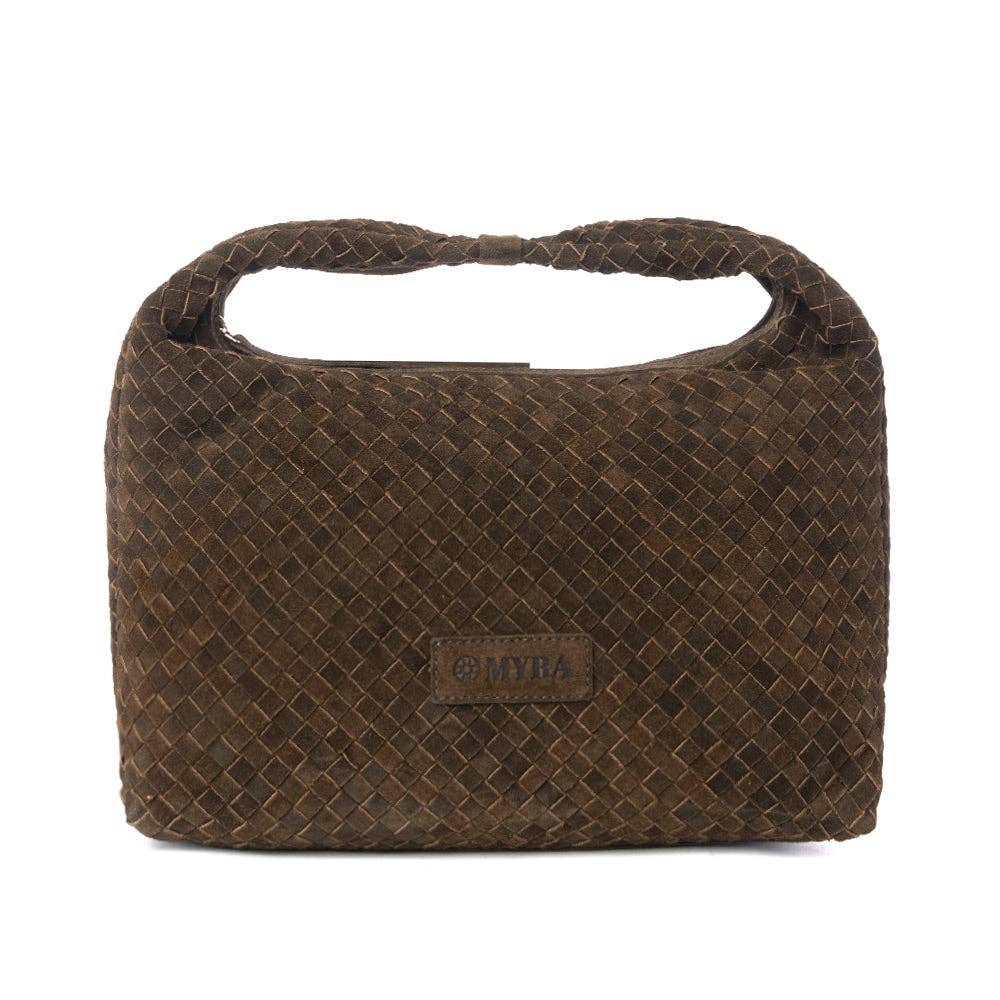 Saddle Weave Genuine Suede Leather Bag in Bridle Bronze