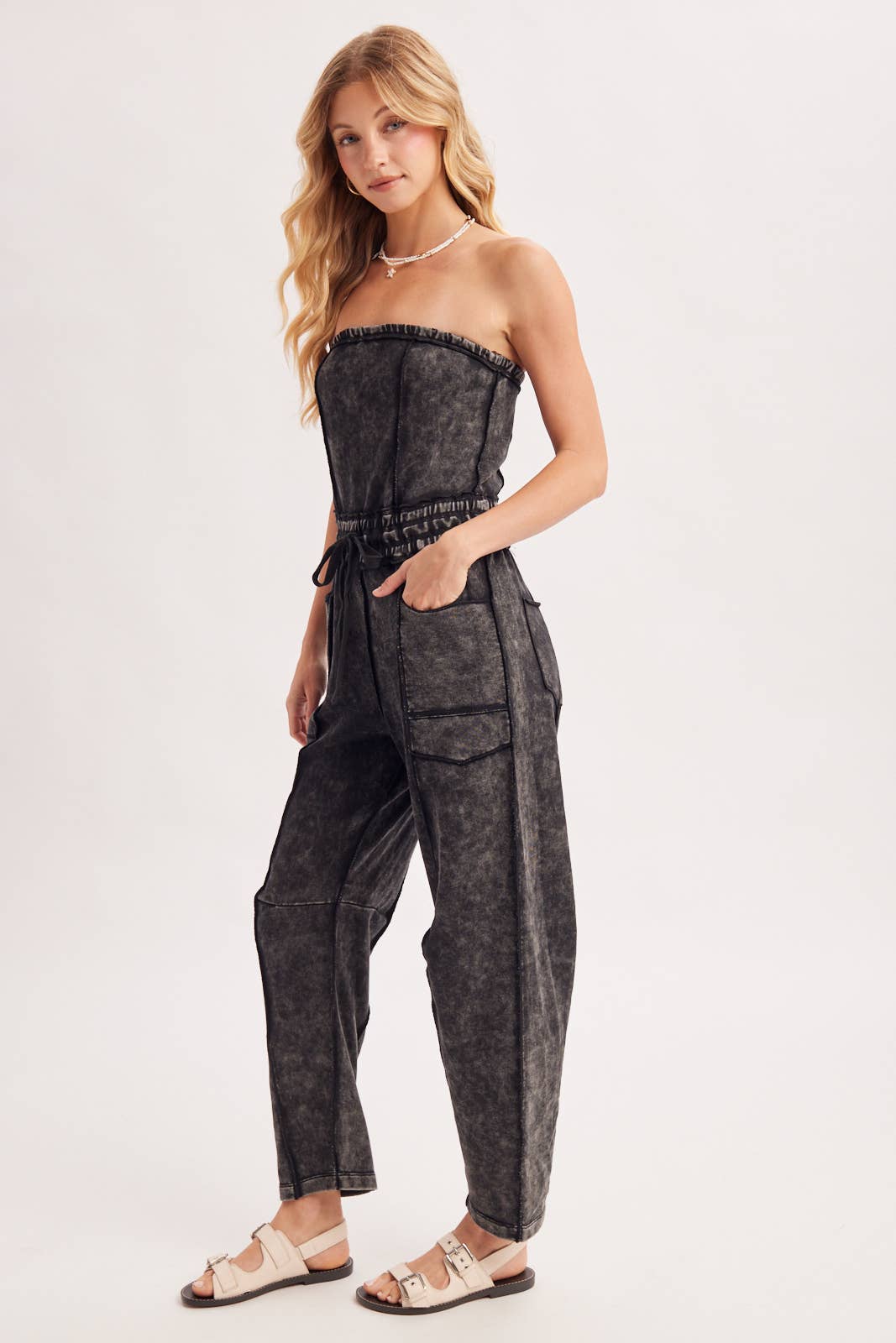 Sarah Washed Smocked Jumpsuit (Two Colors)