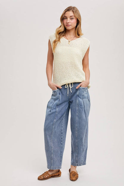 Drawstring Barrel Jeans