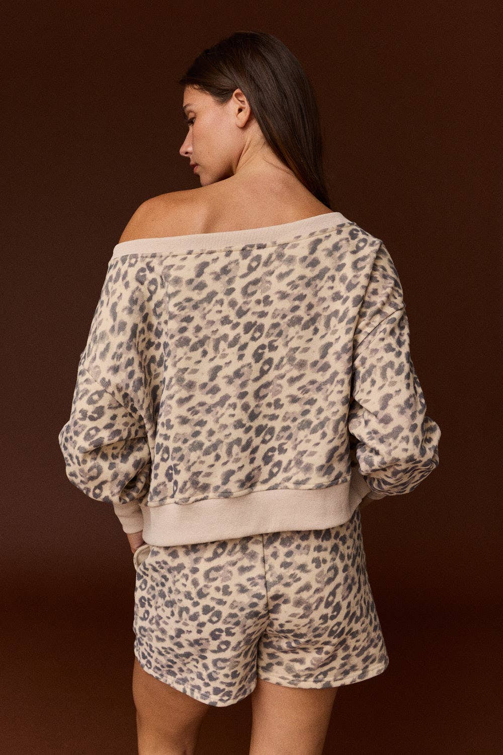 Georgia Leopard Print Off Shoulder Short Set