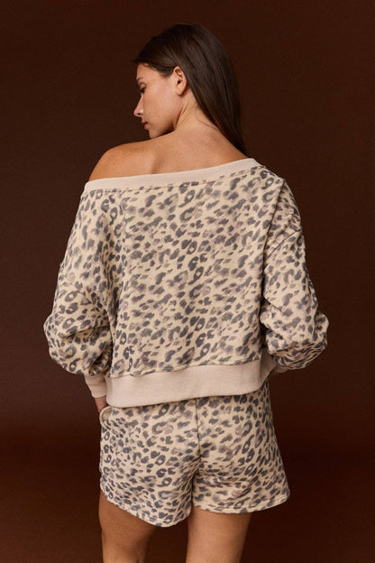 Georgia Leopard Print Off Shoulder Short Set