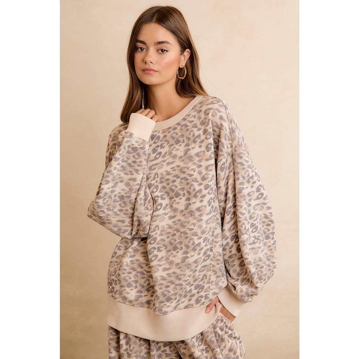 Charlie Relaxed Leopad Print Pullover