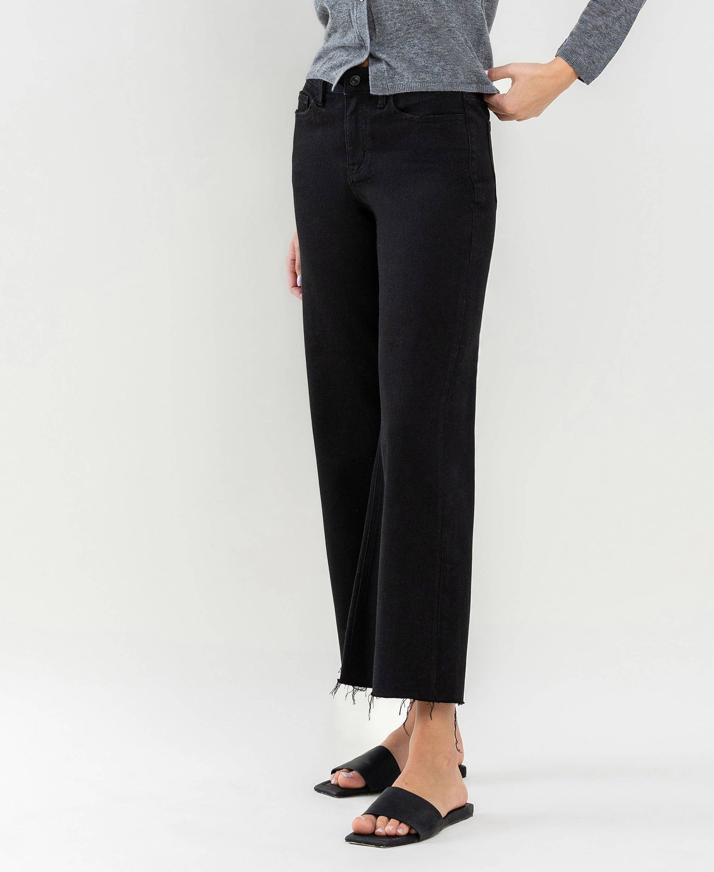 Josie Crop Black Wide Leg Jean