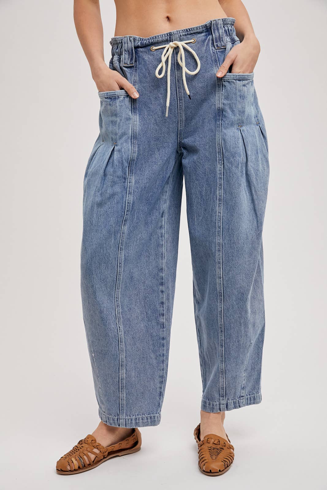 Drawstring Barrel Jeans