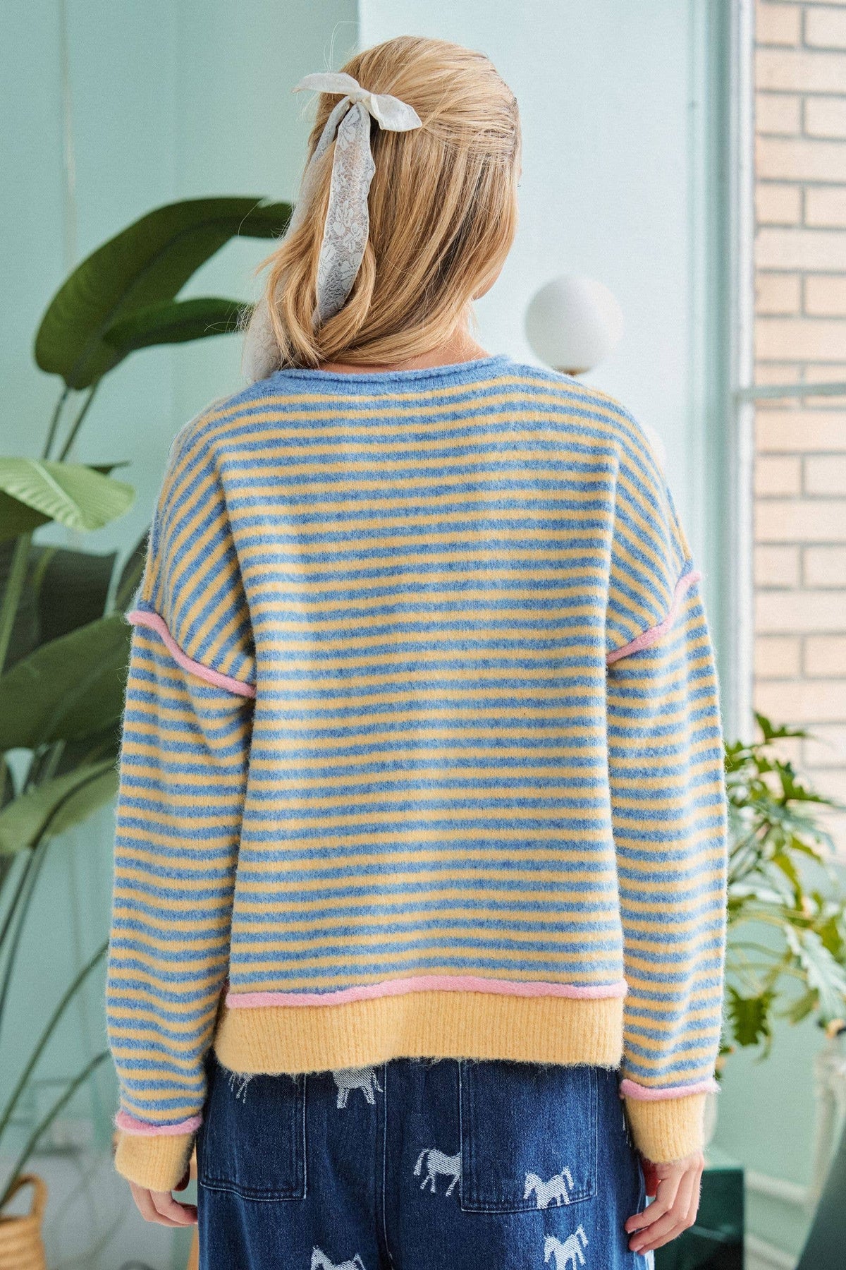 Jerry Contrast Strip Sweater