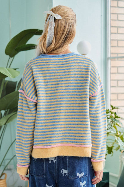 Jerry Contrast Strip Sweater