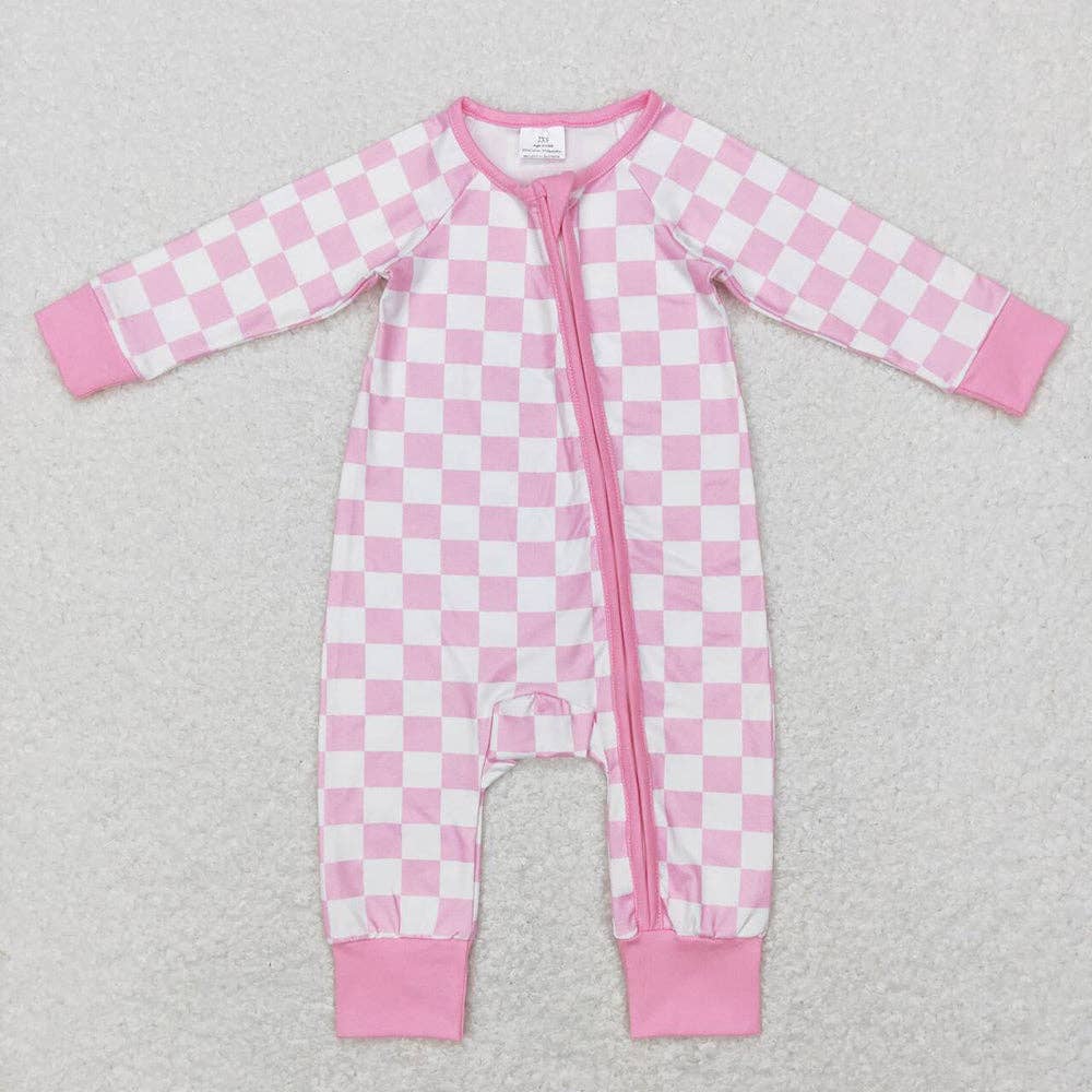 Baby Infant Girls Pink Checkered Long Sleeve Zip