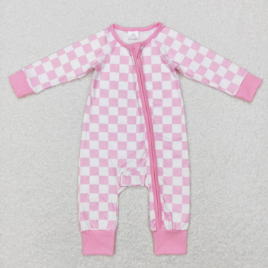 Baby Infant Girls Pink Checkered Long Sleeve Zip