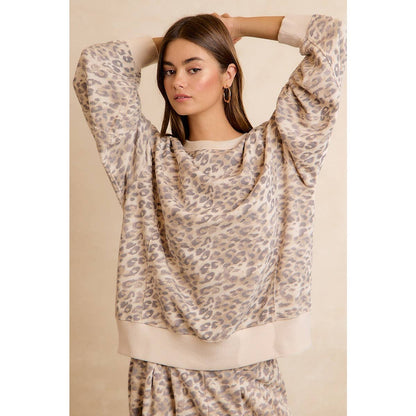 Charlie Relaxed Leopad Print Pullover