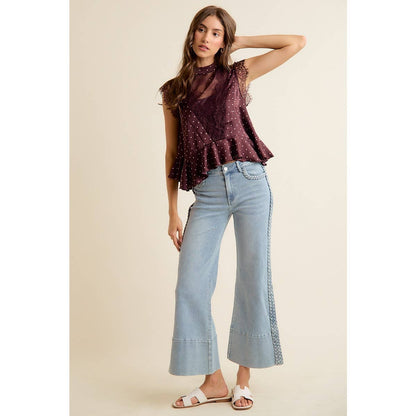 Paula Polka Dot Stain Lace Top