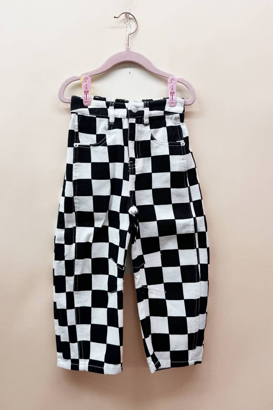 Kids Checkered Barrel Pants