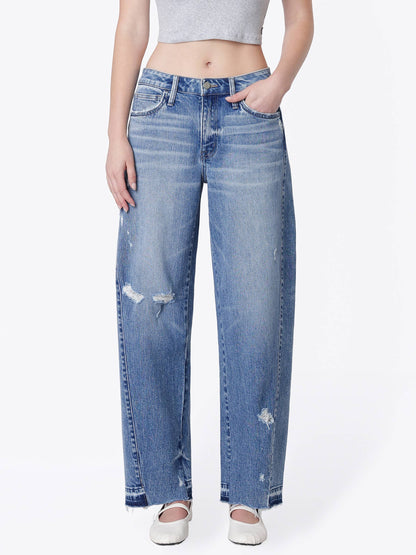 Kate Juniper Distressed Barrel Jean