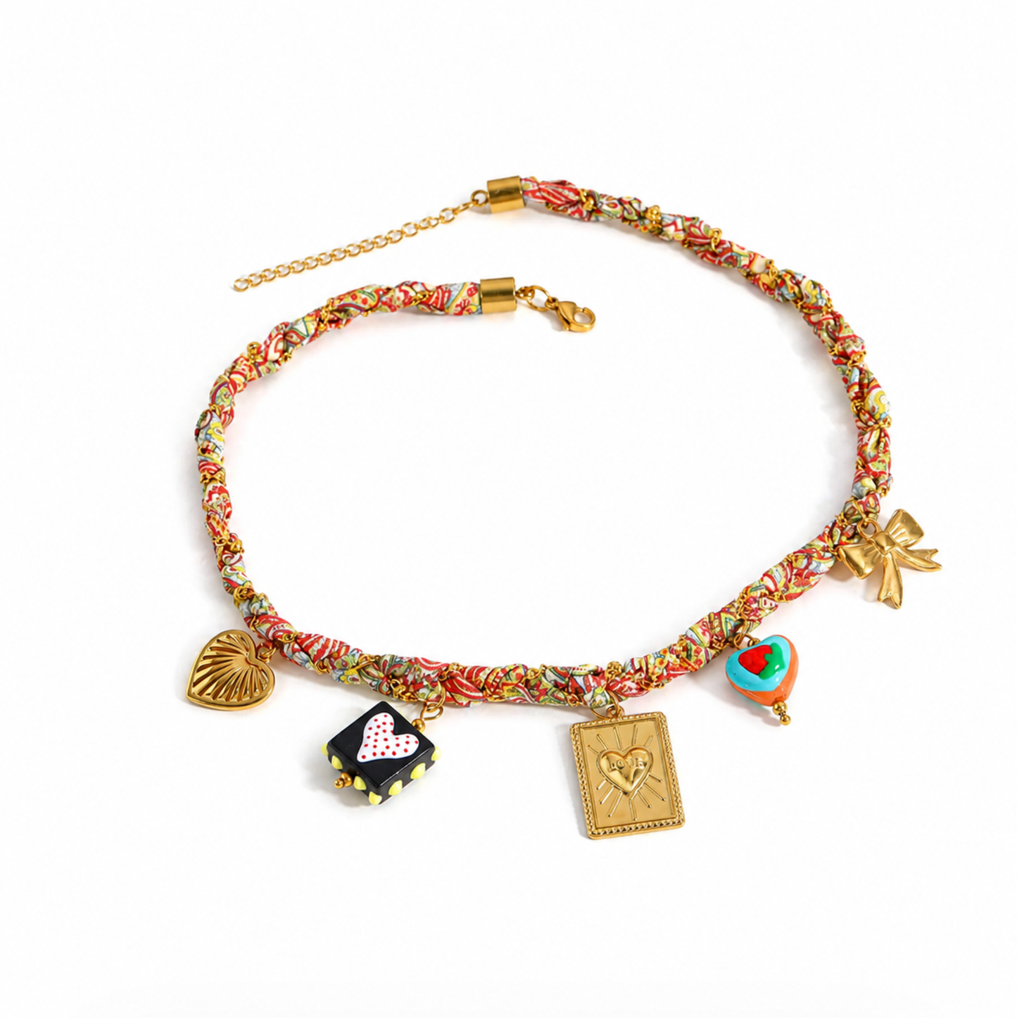 Charm Golden Scarf Garden Statement Necklace | 18K Gold Plated
