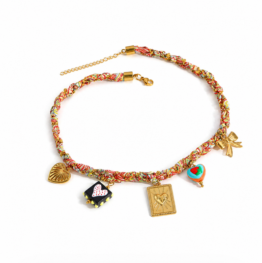 Charm Golden Scarf Garden Statement Necklace | 18K Gold Plated
