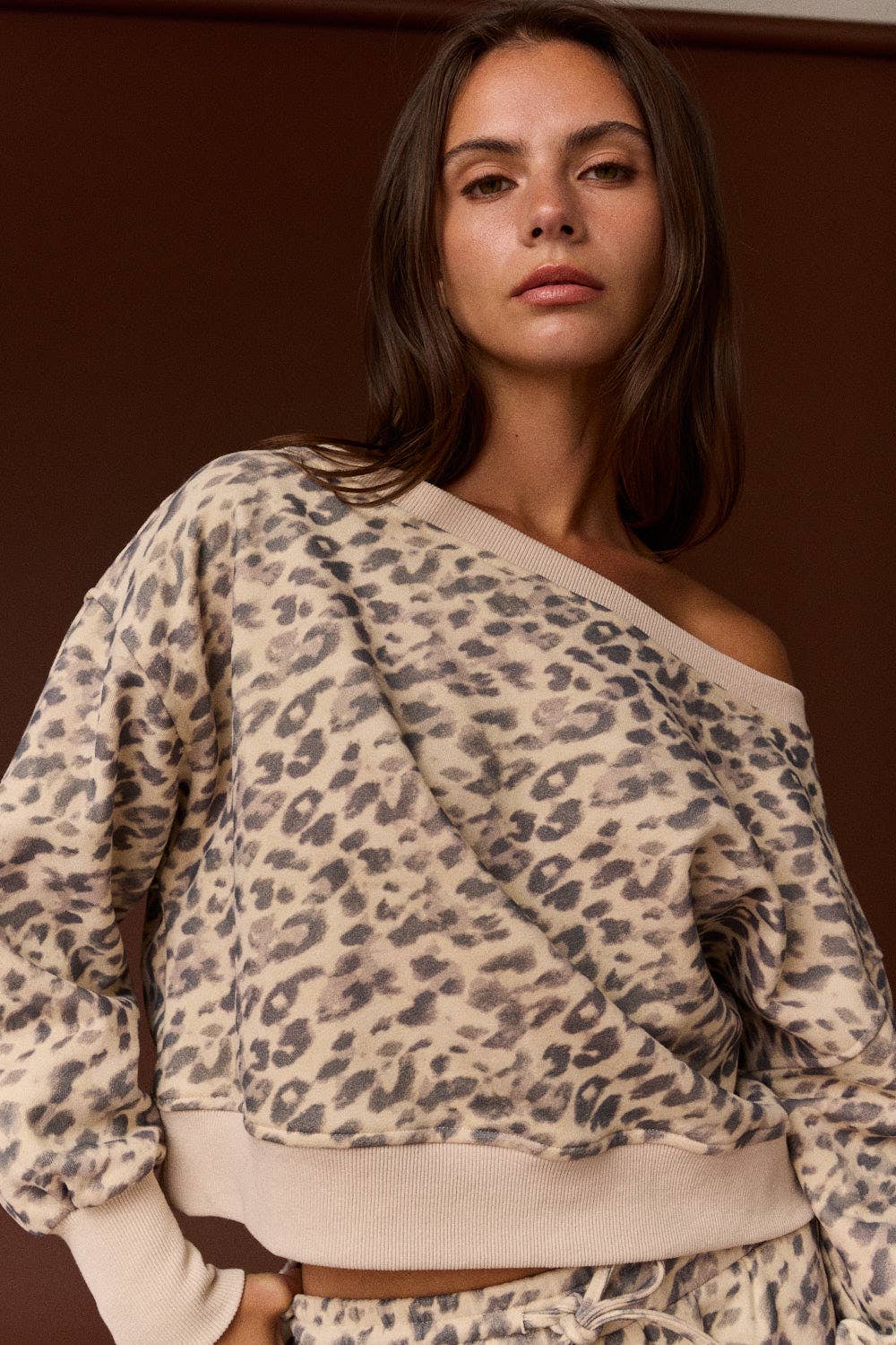 Georgia Leopard Print Off Shoulder Short Set