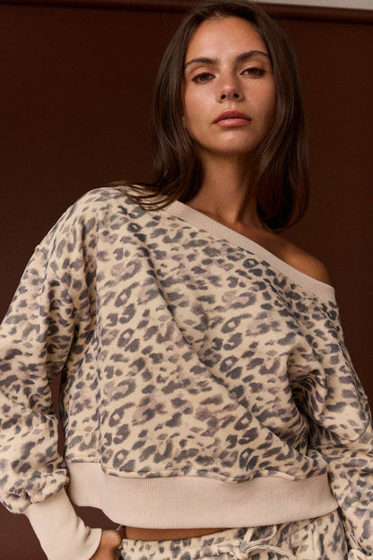 Georgia Leopard Print Off Shoulder Short Set