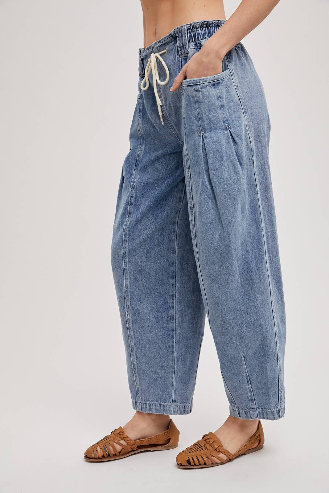 Drawstring Barrel Jeans