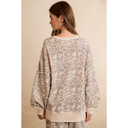 Charlie Relaxed Leopad Print Pullover