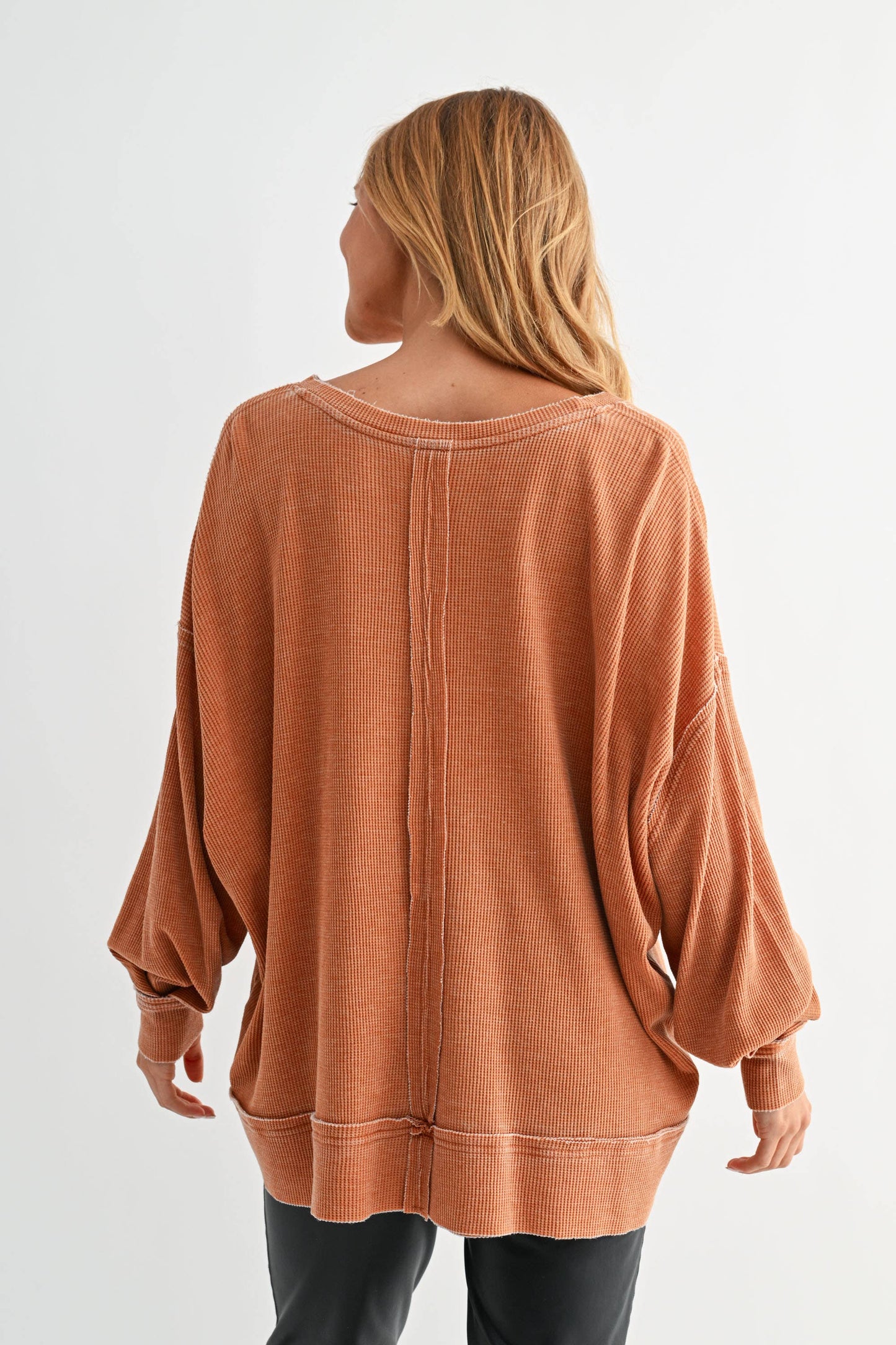 Logan Waffle Knit Long Sleeve Top