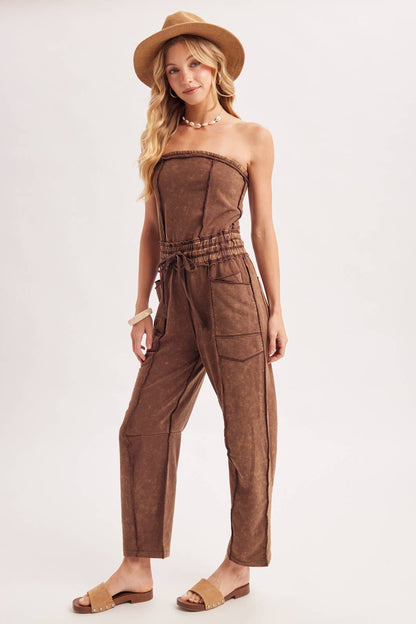 Sarah Washed Smocked Jumpsuit (Two Colors)