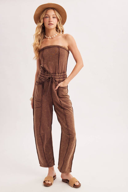 Sarah Washed Smocked Jumpsuit (Two Colors)