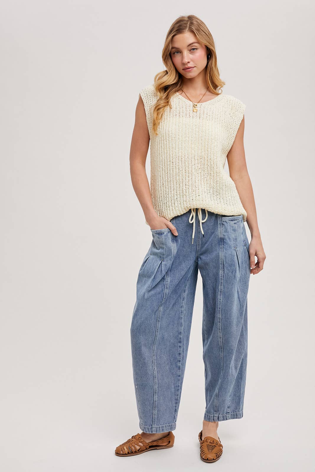Drawstring Barrel Jeans