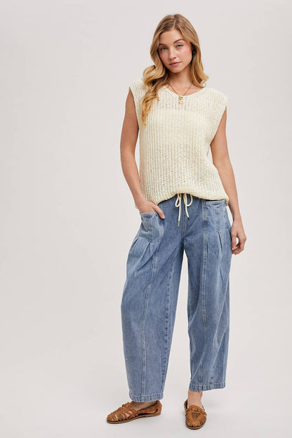 Drawstring Barrel Jeans
