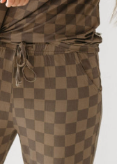 Women's Bamboo Pajamas | Faded Brown Checkerboard