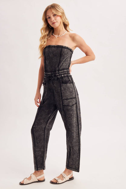 Sarah Washed Smocked Jumpsuit (Two Colors)