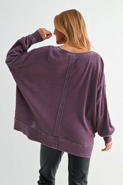 Logan Waffle Knit Long Sleeve Top