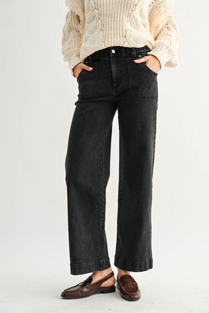 BRAIDED WAIST STRAIGHT LEG DENIM