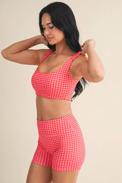 Gingham Ruched Bra Top