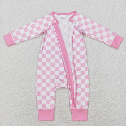 Baby Infant Girls Pink Checkered Long Sleeve Zip